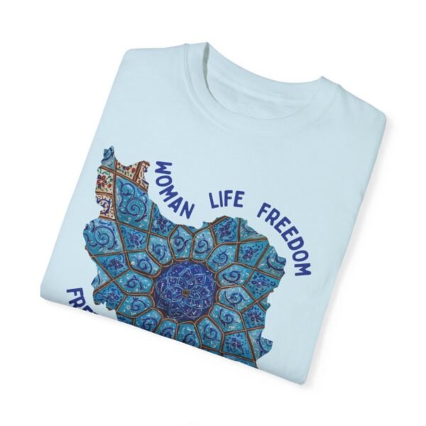 Woman Life Freedom Artwork | Persian Minakari Blue Cute T-Shirt - Image 2
