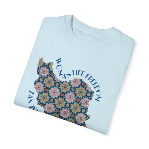 Woman Life Freedom Protest | Flowers Blue Cute T-Shirt - Image 2