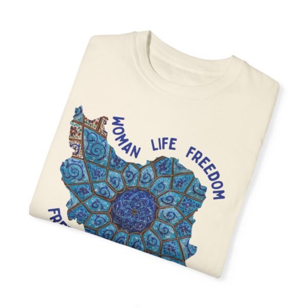 Woman Life Freedom Artwork | Persian Minakari Blue Cute T-Shirt - Image 5