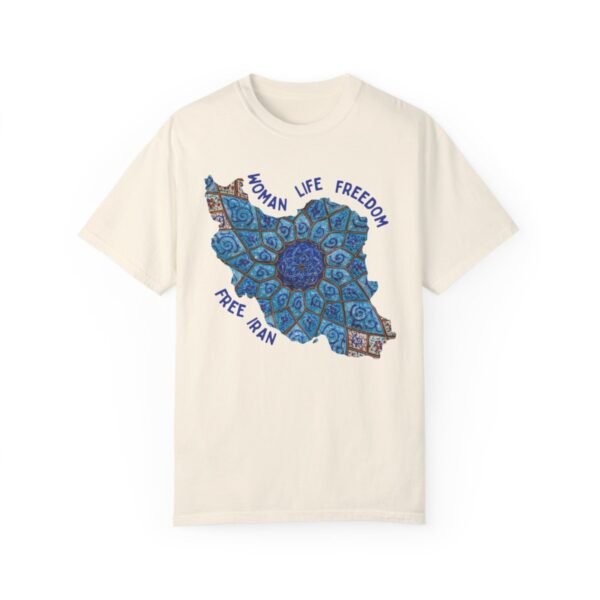 Woman Life Freedom Artwork | Persian Minakari Blue Cute T-Shirt - Image 4