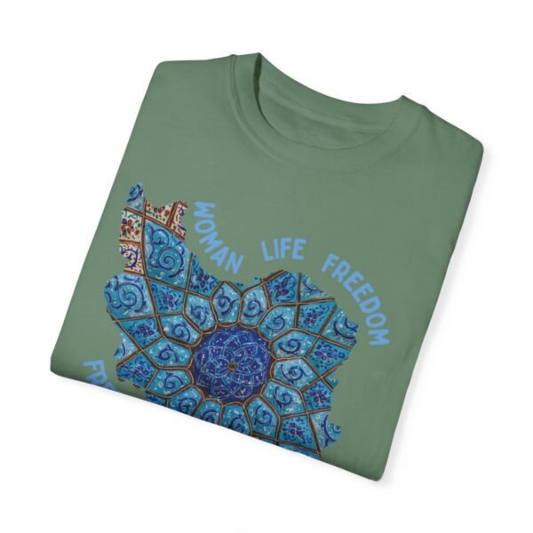 Woman Life Freedom Artwork | Persian Minakari Blue Retro T-Shirt - Image 8