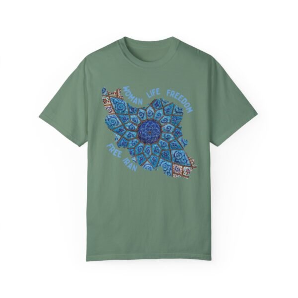 Woman Life Freedom Artwork | Persian Minakari Blue Retro T-Shirt - Image 7