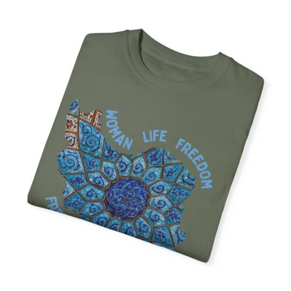 Woman Life Freedom Artwork | Persian Minakari Blue Chic T-Shirt - Image 5