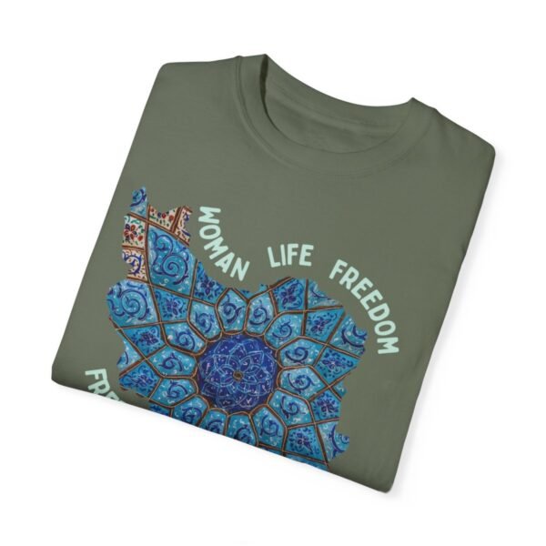 Woman Life Freedom Artwork | Persian Minakari Green Chic T-Shirt - Image 2