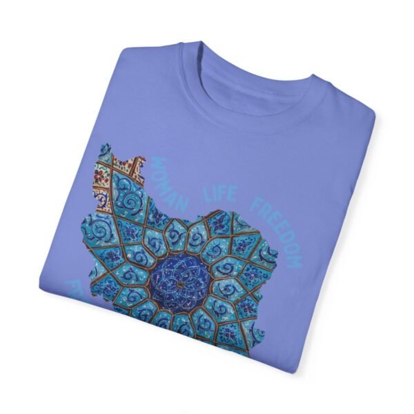 Woman Life Freedom Artwork | Persian Minakari Blue Retro T-Shirt - Image 11