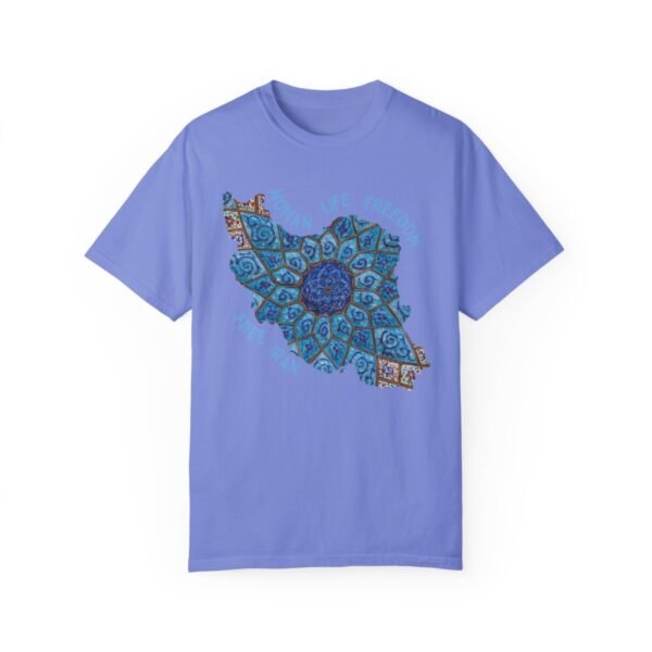 Woman Life Freedom Artwork | Persian Minakari Blue Retro T-Shirt - Image 10