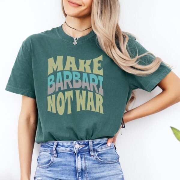 Make Barbari Not War | Persian Bread Cozy Unisex T-Shirt - Image 12