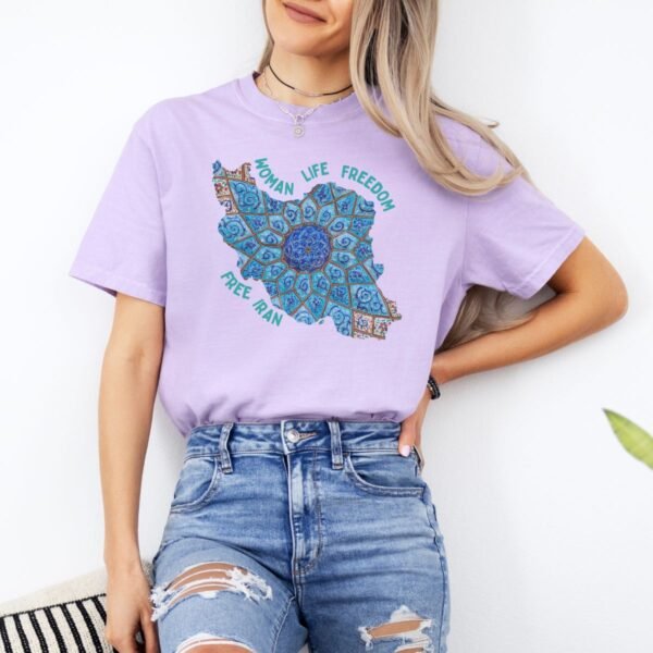 Woman Life Freedom Artwork | Persian Minakari Green Cute T-Shirt - Image 12