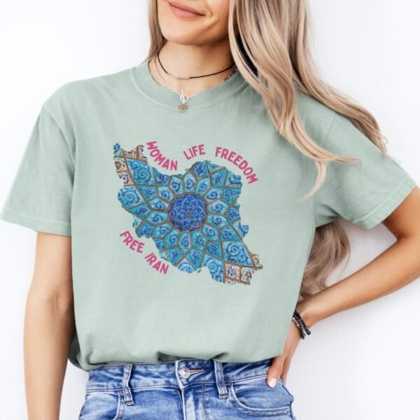 Woman Life Freedom Artwork | Persian Minakari Red Cute T-Shirt - Image 9