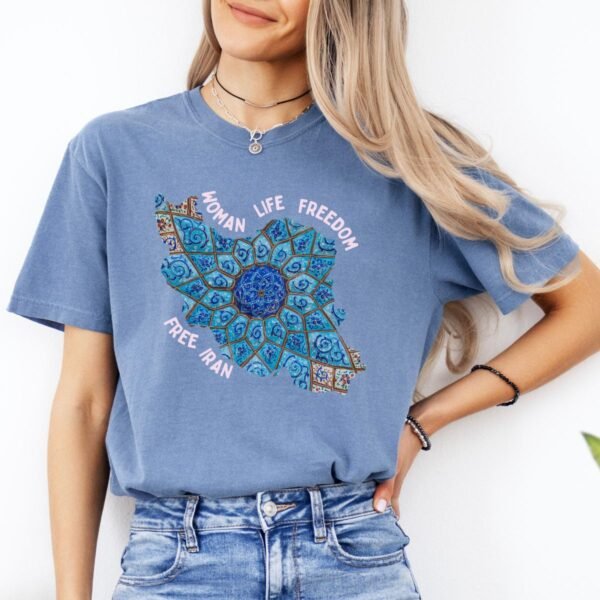 Woman Life Freedom Artwork | Persian Minakari Red Chic T-Shirt - Image 12