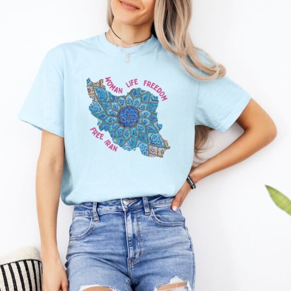Woman Life Freedom Artwork | Persian Minakari Red Cute T-Shirt - Image 12