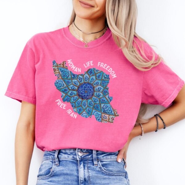 Woman Life Freedom Artwork | Persian Minakari Red Retro T-Shirt - Image 15
