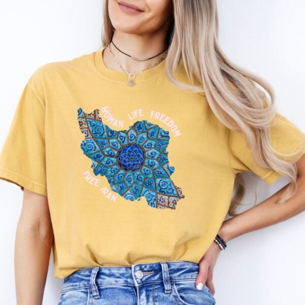 Woman Life Freedom Artwork | Persian Minakari Red Retro T-Shirt - Image 6