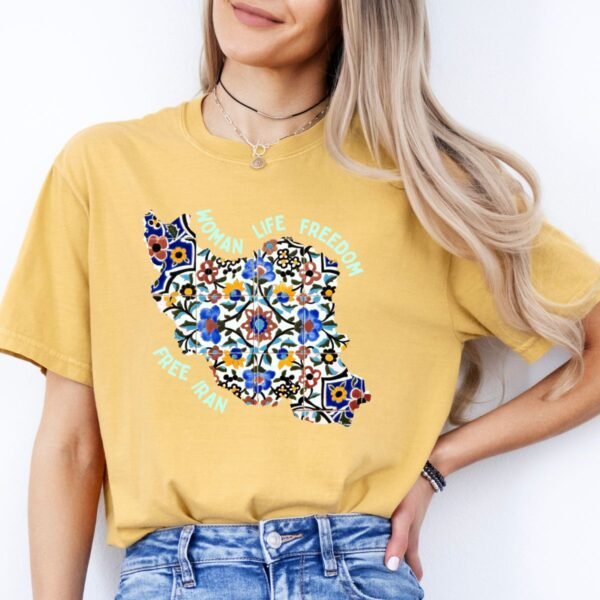 Woman Life Freedom Movement | Persian Tiles Green Retro T-Shirt - Image 9