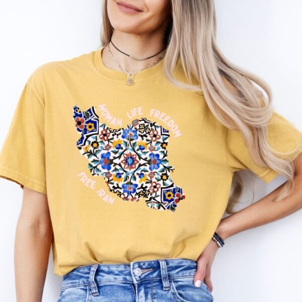 Woman Life Freedom Movement | Persian Tiles Red Retro T-Shirt - Image 6