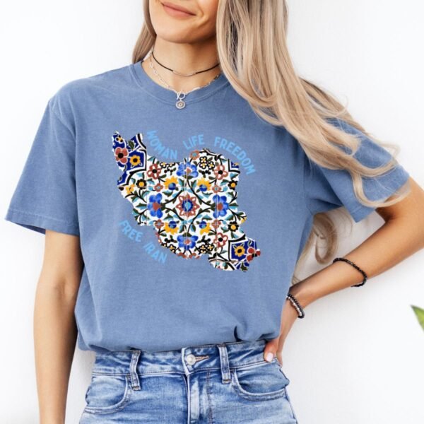 Woman Life Freedom Movement | Persian Tiles Blue Chic T-Shirt - Image 9