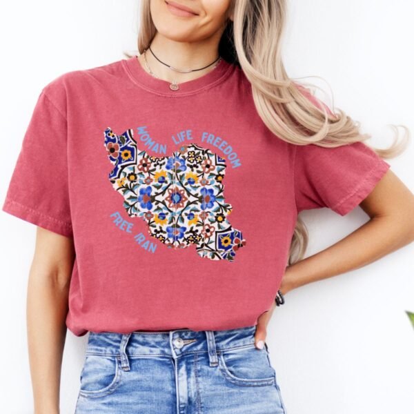 Woman Life Freedom Movement | Persian Tiles Blue Chic T-Shirt - Image 15