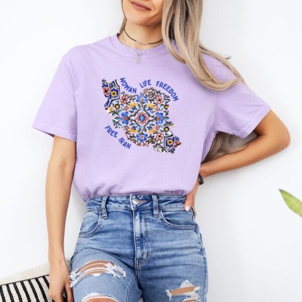 Woman Life Freedom Movement | Persian Tiles Blue Cute T-Shirt - Image 12