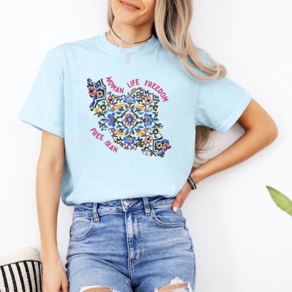 Woman Life Freedom Movement | Persian Tiles Red Cute T-Shirt - Image 9