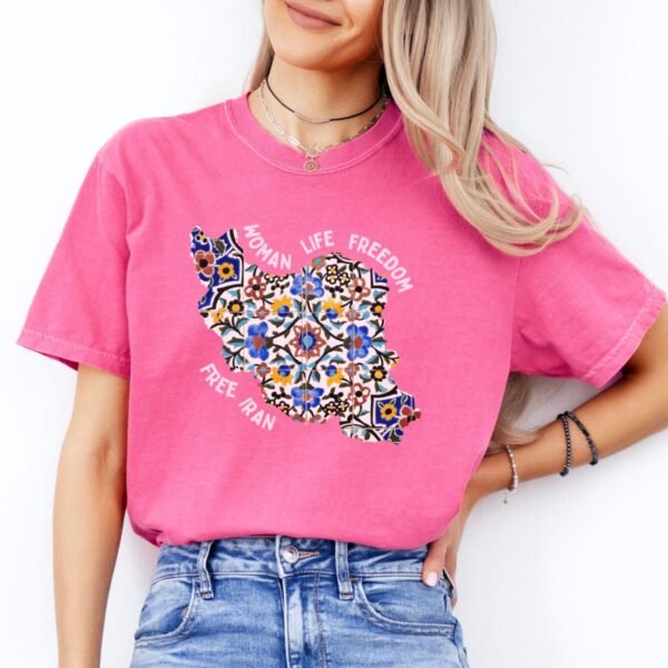 Woman Life Freedom Movement | Persian Tiles Red Retro T-Shirt - Image 15