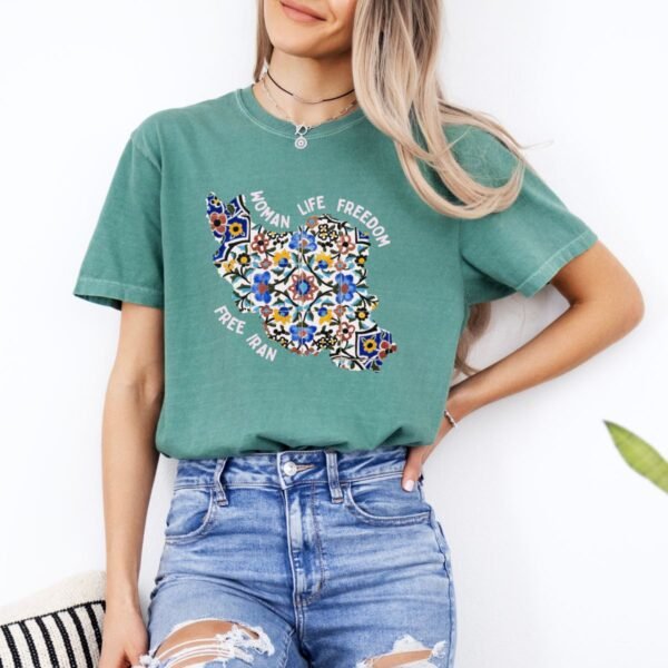 Woman Life Freedom Movement | Persian Tiles Red Retro T-Shirt - Image 9