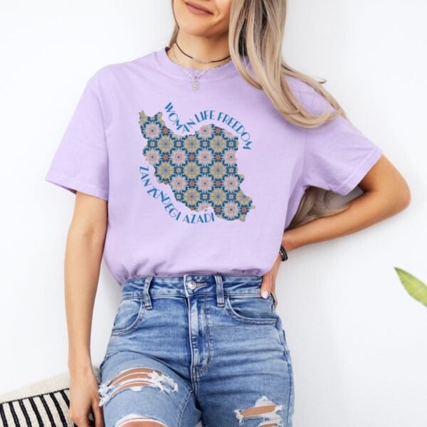 Woman Life Freedom Protest | Flowers Blue Cute T-Shirt - Image 12