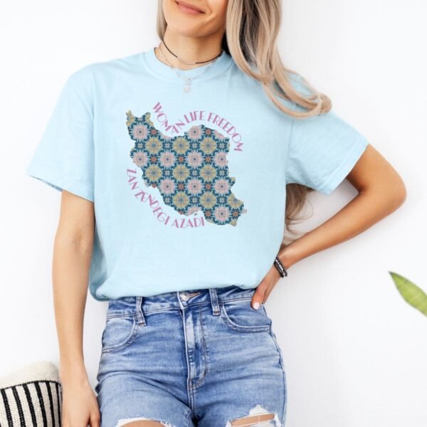 Woman Life Freedom Protest | Flowers Pink Cute T-Shirt - Image 12