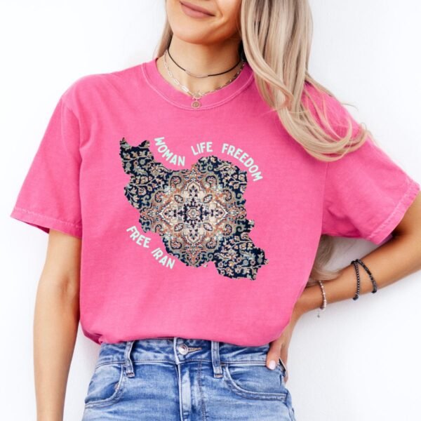 Woman Life Freedom | Persian Rug Green Retro T-Shirt - Image 15