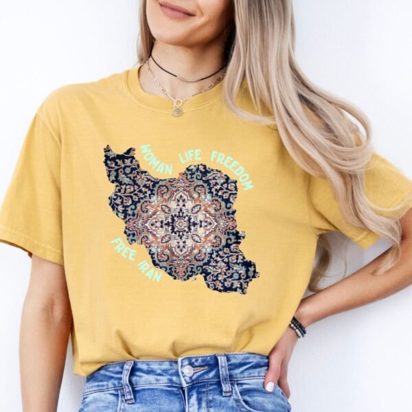 Woman Life Freedom | Persian Rug Green Retro T-Shirt - Image 9