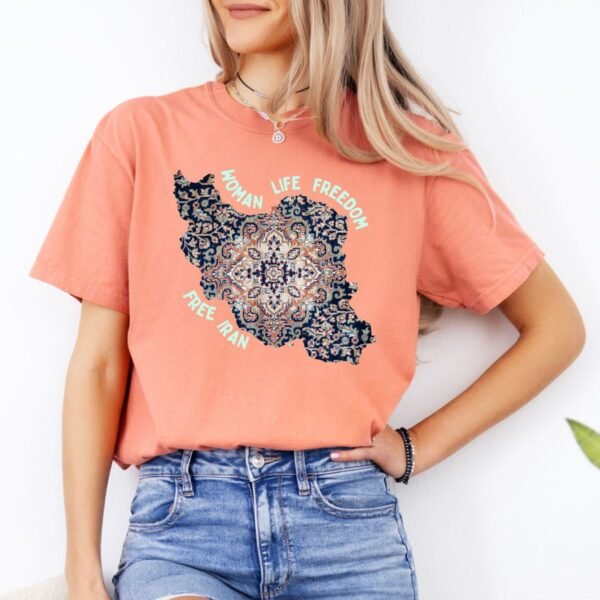 Woman Life Freedom | Persian Rug Green Retro T-Shirt - Image 6