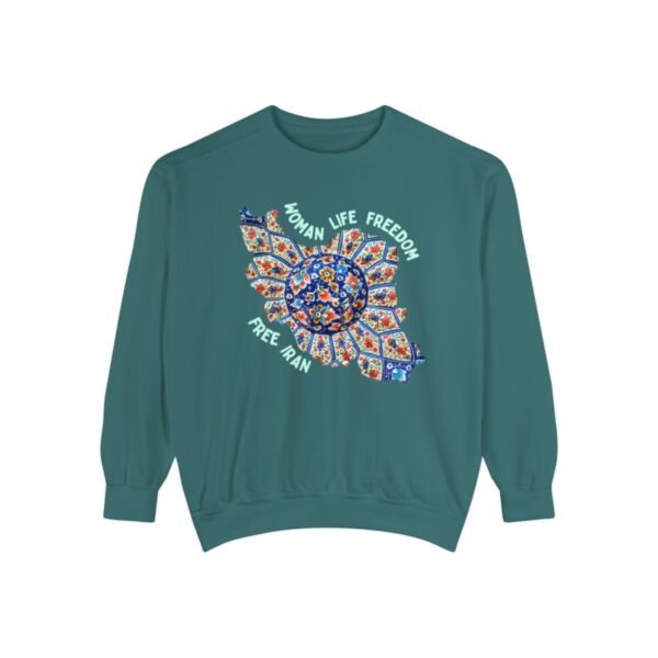 Woman Life Freedom | Persian Art Green Chic Unisex Sweatshirt - Image 7