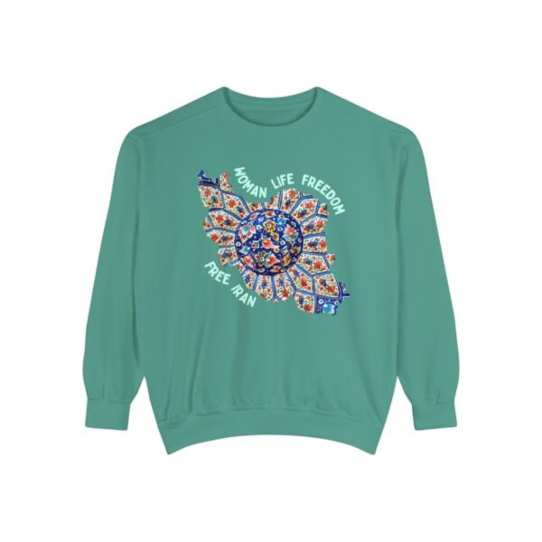 Woman Life Freedom | Persian Art Green Retro Unisex Sweatshirt - Image 5