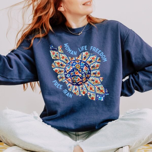 Woman Life Freedom | Persian Art Blue Chic Unisex Sweatshirt