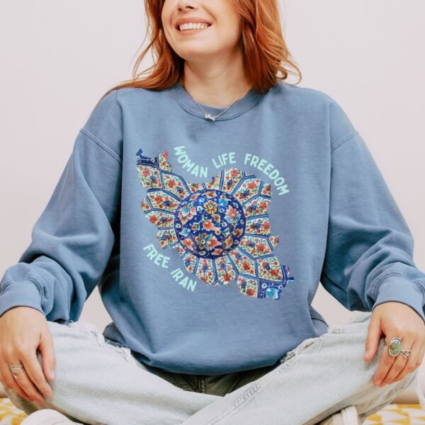 Woman Life Freedom | Persian Art Green Chic Unisex Sweatshirt - Image 8