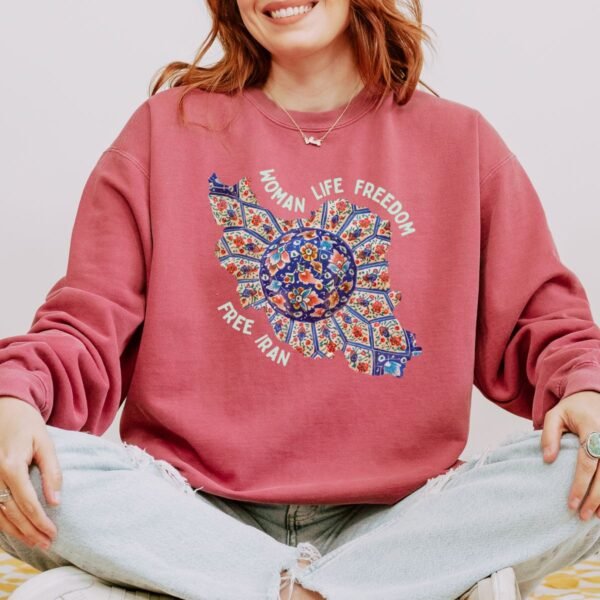 Woman Life Freedom | Persian Art Green Chic Unisex Sweatshirt - Image 10