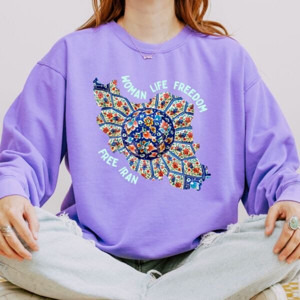 Woman Life Freedom | Persian Art Green Retro Unisex Sweatshirt - Image 10