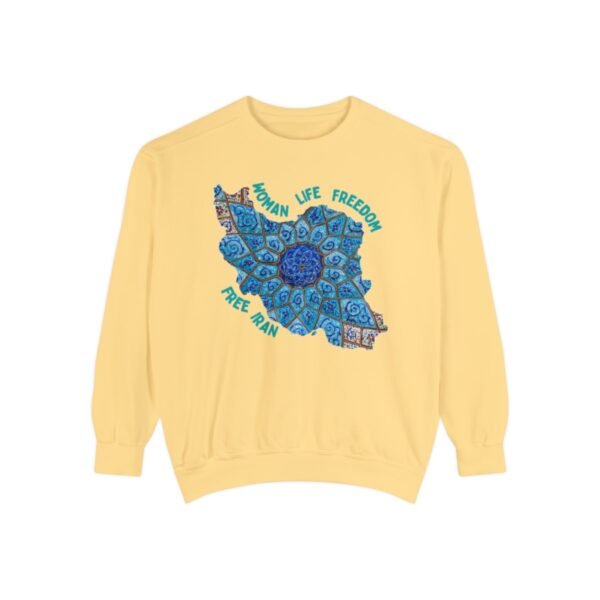 Woman Life Freedom Artwork | Persian Minakari Green Cute Unisex Sweatshirt - Image 5