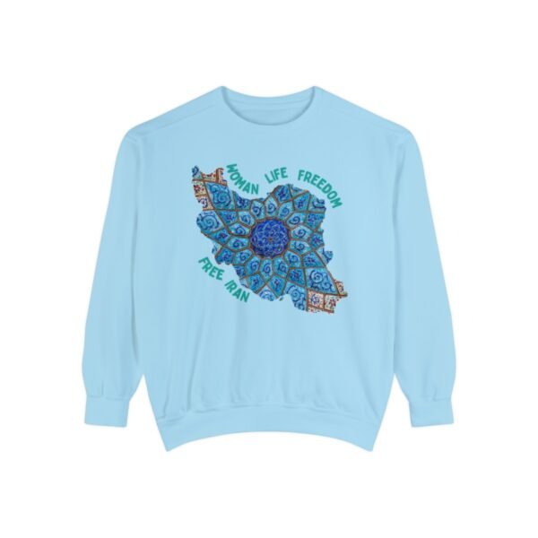 Woman Life Freedom Artwork | Persian Minakari Green Cute Unisex Sweatshirt - Image 7