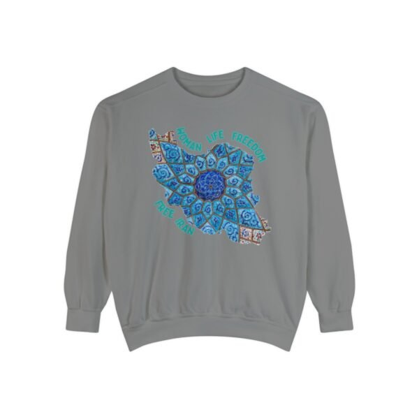 Woman Life Freedom Artwork | Persian Minakari Green Cute Unisex Sweatshirt - Image 3