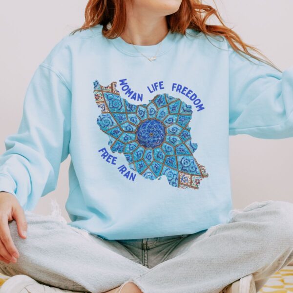 Woman Life Freedom Artwork | Persian Minakari Blue Cute Unisex Sweatshirt