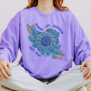 Woman Life Freedom Artwork | Persian Minakari Blue Retro Unisex Sweatshirt