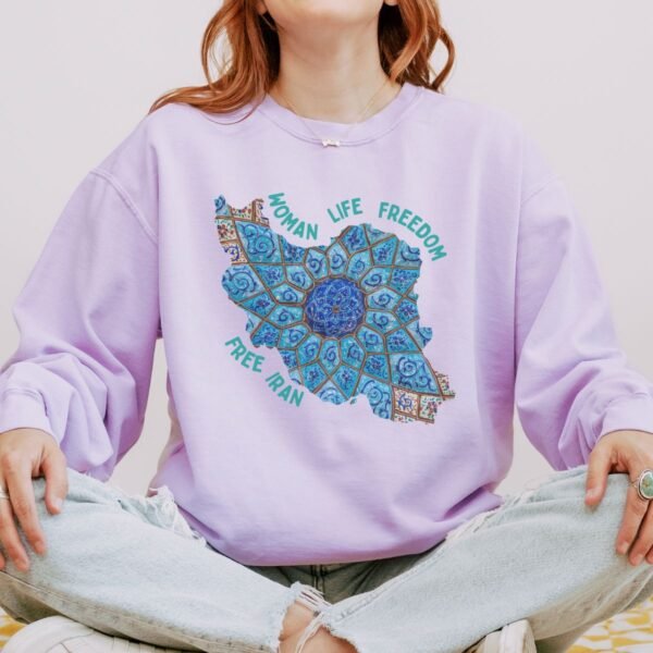 Woman Life Freedom Artwork | Persian Minakari Green Cute Unisex Sweatshirt - Image 8