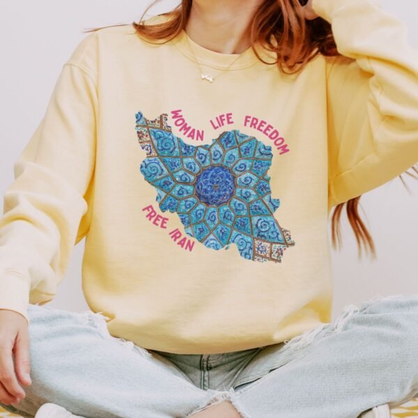 Woman Life Freedom Artwork | Persian Minakari Red Cute Unisex Sweatshirt - Image 4