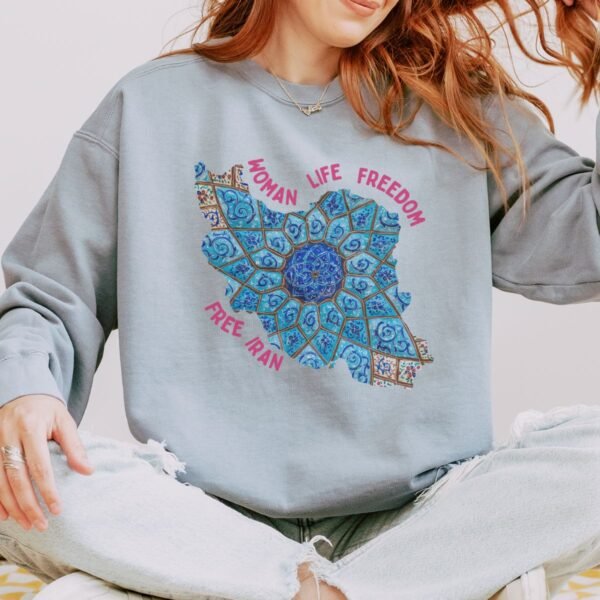 Woman Life Freedom Artwork | Persian Minakari Red Cute Unisex Sweatshirt - Image 6