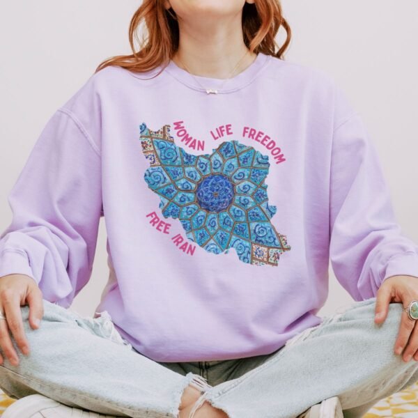 Woman Life Freedom Artwork | Persian Minakari Red Cute Unisex Sweatshirt - Image 8