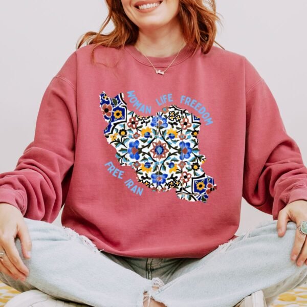 Woman Life Freedom Movement | Persian Tiles Blue Chic Unisex Sweatshirt - Image 10
