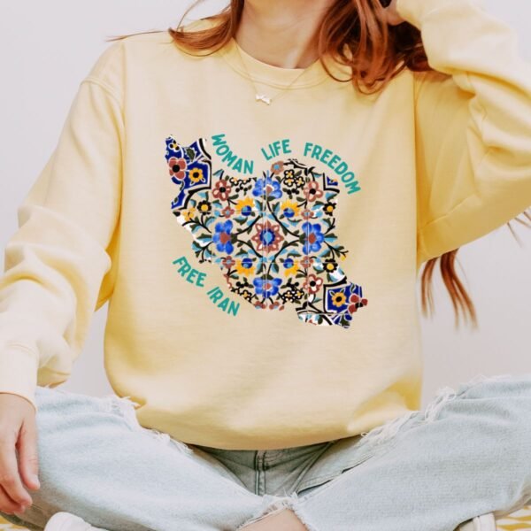 Woman Life Freedom Movement | Persian Tiles Green Cute Unisex Sweatshirt