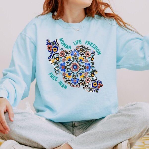 Woman Life Freedom Movement | Persian Tiles Green Cute Unisex Sweatshirt - Image 6