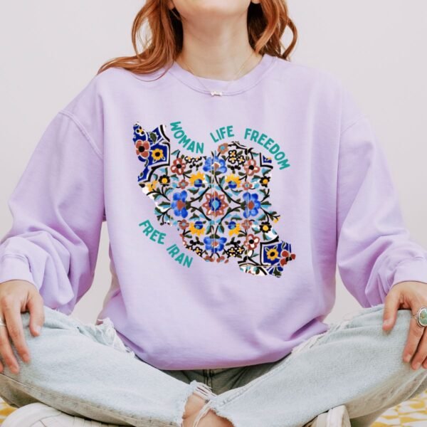 Woman Life Freedom Movement | Persian Tiles Green Cute Unisex Sweatshirt - Image 8