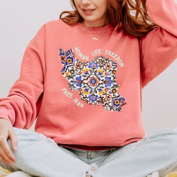 Woman Life Freedom Movement | Persian Tiles Green Retro Unisex Sweatshirt